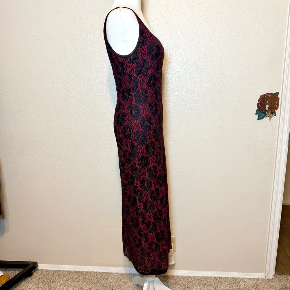 Vintage 90’s Y2K All That Jazz Red & Black Lace Maxi Dress Size Small - Picture 10 of 15